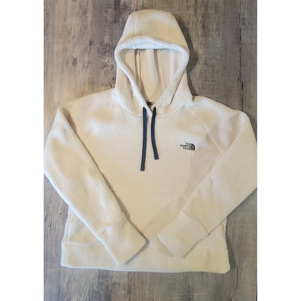 The North Face Jacket Womens Large White Campshire Sherpa Fleece Pullover Hoodie